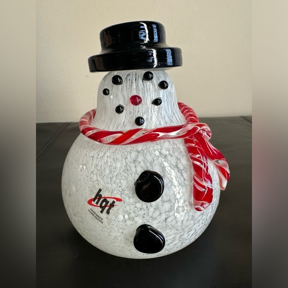 Hqt Handblown Art Glass Snowman with black hat - Picture 6 of 8